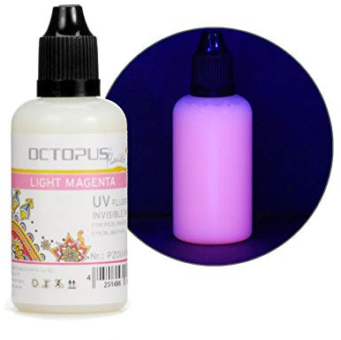 Octopus Fluids UV-Tinte kompatibel mit Epson/Brother, Light Magenta 50 ml | Unsichtbare fluoreszierende Inkjet-Tinte für Piezo-Druckköpfe, leuchtet unter geeignetem UV-Schwarzlicht