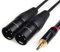 NANYI XLR Cables divisores macho de 3,5 mm, TRS estéreo macho a dos XLR Cable de micrófono de audio de interconexión macho, Cable adaptador de divisor Y (1,5 metros / 5 pies)