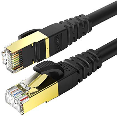 KASIMO CAT 8 Ethernet Cable 15M Round Network Internet Ethernet LAN Cable,High Speed 40Gbps 2000Mhz SFTP LAN Wires Internet Patch Cable with RJ45 Gold Plated Connector for Switch/Router/Modem
