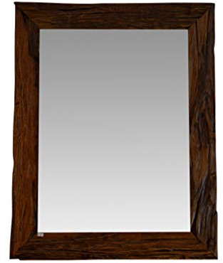 Kinaree 100 x 75 cm Altholz Spiegel Saigon aus Teak Massivholz - Wandspiegel der horizontal oder vertikal aufgehängt Werden kann egal ob Flur, Stube, Schlafzimmer oder Bad