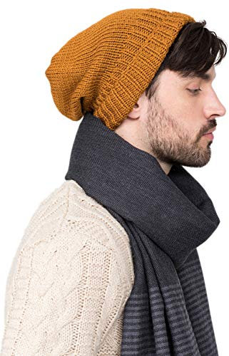 likemary Beanie Herren – Wintermütze für Männer, Handgestrickt aus Merinowolle – Warme Strickmütze für Outdoor, Fair Produktion, Ethisches Geschenk Senfgelb