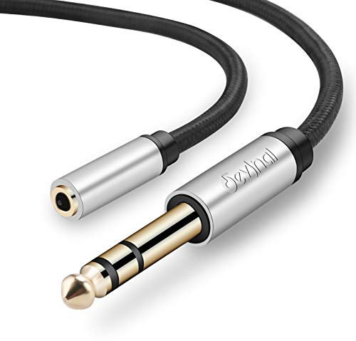 Devinal 5FT 1.5M 6.35mm to 3.5mm Adapter, Female TRS Headphone Audio Jack Converter, Quarter Inch to Mini Stereo Plug Gold-Plated Connector Stereo Cord for Speaker Guitar Headphones