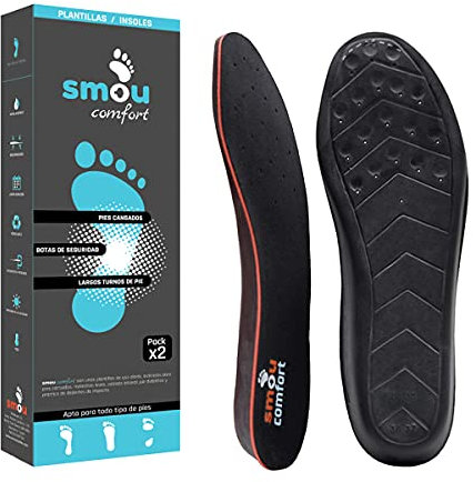 SMOU COMFORT Solette Ammortizzanti in Gel e Memory Foam da Donna e Uomo, Per Scarpe, Stivali da Lavoro o Scarpe da Ginnastica. Plantari Ammortizzazione e Supporto della Pianta e del Tallone (40-41 EU)