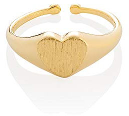 namana Verstellbarer Gold Herz-Siegelring für Frauen, gebürstetes Finish Gold Herzringe für Damen, Teenager, Mädchen, herzförmige offene Ringe mit Schmuckbeutel