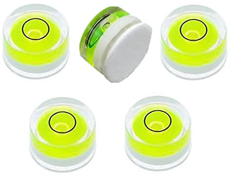 5Pcs MMini Adhesive Bubble Level Circular Bullseye Spirit Bubble Levels Used for Work shop, Speakers, Phonograph, Automount Telescope, Tripod, Drill, RVs, Camper, Little Leveling Tools (25x10mm)