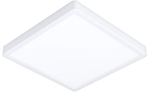 EGLO LED Deckenleuchte Fueva 5, L x B 28,5 cm, Aufbauleuchte, Bad-Deckenlampe aus Metall in Weiß und Kunststoff Leuchtfläche in Weiß, Badezimmer Lampe, LED Aufbaulampe neutralweiß, IP44