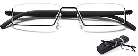 MAGIMODAC Blaulichfilter Lesebrille mit Ultraleichtem TR90 Rahmen Damen Herren Computer Lesehilfe Halbbrille Halbrand Halbrahmen Sehhilfe mit Brillenetui (Schwarz, 2.00)