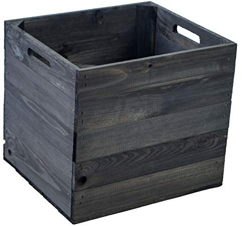 Holzkiste für Kallax Regale und Expidit Regale Weinkiste Obstkiste Regalkiste Maße 33x37,5x32,5cm (4er Set, Schwarz)