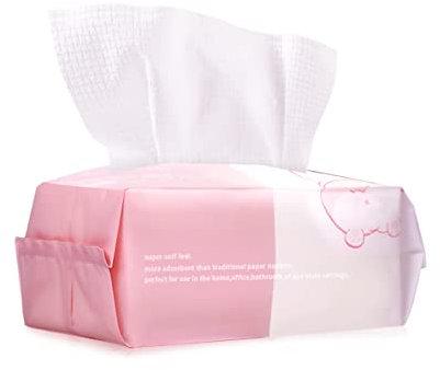 Face Towel 60 Counts Disposable Face Wipes Cloths for Washing Soft Cotton Dry Wipes, Skincare and Makeup Remover (EF PATTERN)