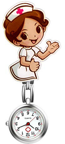 Avaner Krankenschwesteruhr Cartoon Taschenuhr mit Clip Schwesteruhr Kitteluhr FOB Uhr Pflegeruhr Anlog Quarzuhr für Arzt Doktor Krankenschwester Medical
