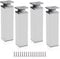 Rusoz 4 Pièces Pieds de Meuble Reglable,Pieds de Table Metal 200 mm Hauteur Pieds De Lit Argent Mat Alluminio Carré Hauteur Réglable 0-20 mm avec Vis pour Canapé, Lit, Et Armoires