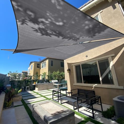 Sunlax, Sonnensegel 3,66 m × 3,66 m × 5,18 m – rechtwinkliges Dreieck, dunkelgrau, UV-blockierend, atmungsaktiv – Sonnenschutz für Terrasse und Garten