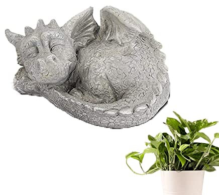 Tuzsocr Drache Garten Harz Statue, Fantasy-Figur Dekoration, Drache Garten, Gartendekoration Drache, Balkon, Vorgarten Ornament (Links Drache)