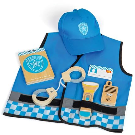 Bigjigs Toys Kids Police Costume, 7 Piece Dress Up Set for Kids & Toddlers