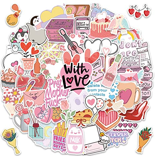 100 PCS Mixed Girl Series Sticker Pink Aesthetic Style Decals for Laptop Vinyl Kawaii Stickers Pack Decals for Water Bottle Moto Bicycle Skateboard Luggage Phone Decor Scrapbook Stickers