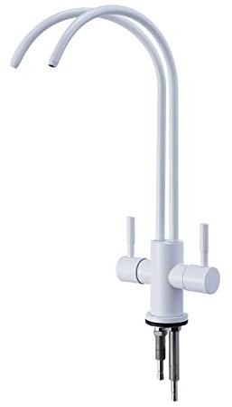 Osmoseanlage Trinkwasser Wasserhahn Weiß Edelstahl Doppelrohr Doppelter Wasserauslauf Reiner Wasserhahn