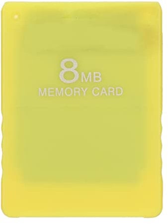 PS2 Memory Card 8MB FMCB V1.966 McBoot External Data Storage Card for All Game Console, High Speed Plug and Play Portable Gaming Memory Card (Yellow)