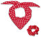 Soul-Cats Polka Dots Damen Set Haargummi und Dreieckstuch Scrunchie Kopftuch Bandana, rot mit weißen Punkten