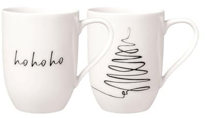 Villeroy & Boch – Statement Xmas Ensemble Sapin, Ensemble Cadeau 2 Pcs, Tasse En Porcelaine Blanche, Capacité 280 Ml