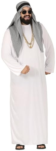 FIESTAS GUIRCA | Arabian Sheikh Fancy Dress Adult - Robe, Scarf and Headband - Desert Prince Costumes for Halloween, Carnival and Fancy Dress Parties - Men