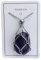 QGSIWEI Handmade Crystal Holder Necklace Stainless Steel Cage for Stone, Crystal Pendant Necklace, Quartz Gemstone Jewelry for Women Men(Silver - Purple Crystal)
