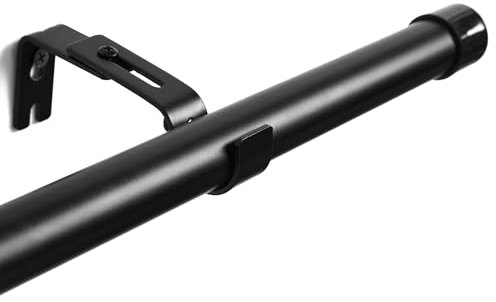 Deconovo 25mm Black Curtain Pole for Windows, Basics Adjustable Curtain Rods Extendable with Brackets, Extension Curtain Rods for Living Room, 76-365cm, Black