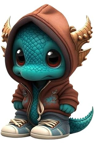 Pacienjo Cool Dragon Figurine, Unique Main Résine Dragon Statue Ornement, Mignon Dessin Animé Dragon Statue, Dragon Statue Collection Home Desk Patio Jardin Cadeau