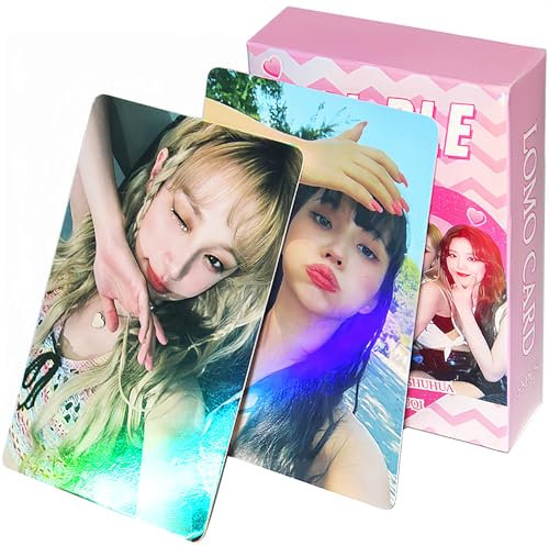 PYAJUU Gidle Laser Fotokarte 55pcs Gidle I Feel Lomo Card Kpop Gidle Postkarte Geschenk für Fans Tochter (G) I-DLE Merch