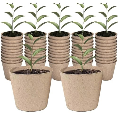 XIZAO Pots de Culture Biodégradables Godets Plantes Fibre Pots de Tourbe pour Jardin 50 Pièces