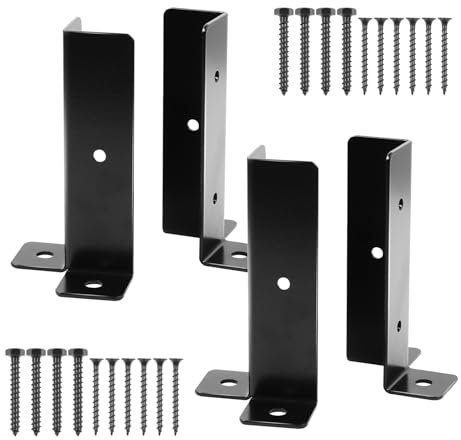 4 PCS Adjustable Wood Fence Pergola Post Support Holder Clamp Base Brackets kit Fit 1.5x1.5,2x2,2x4,4x4 Post, Heavy Duty Half Column Base Deck Post Anchor Base Brackets for Deck Railing Mailbox