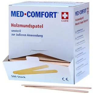 Einmal Holzmundspatel, Farbe natur, 150 x 18 x 1,6 mm, Med-Comfort: Einweg Mundspatel aus naturbelassenem Birkenholz mit abgerundeten Kanten als Stations- und Patientenbedarf kaufen.