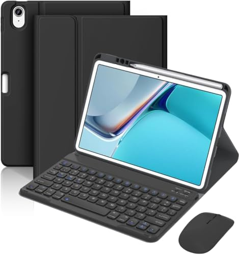 AnMengXinLing Keyboard Case with Mouse for iPad Air 11-inch M3 (2025) / M2 (2024), iPad Air5/Air4/Pro 114th/3rd/2nd Gen, Magnetic Detachable Keyboard Cover with Pen Holder, Black