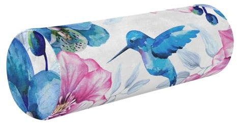 Yoga-Kissen, Nackenrolle, Kissen zum Schlafen, rundes Kissen, Zylinder-Überwurfkissen, Roll-Kissenbezüge mit Reißverschluss, Blume, Orchidee, Eisvögel, Blume