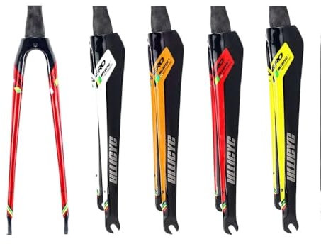 Forcella Mtb Gloss 700x25C Bici da strada in fibra di carbonio Bicicletta for adulti Freno a disco/cerchione Tubo tondo/conico Forcella anteriore in fibra di carbonio Forcelle Rigide Mtb(Orange-Tapere