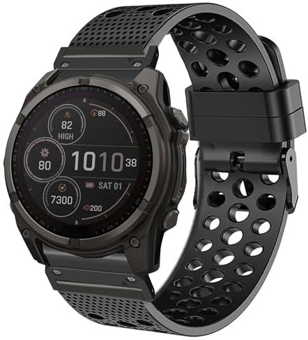 Blueshaweu 20MM 22MM 26MM QuickFit Armband Kompatibel mit Garmin Fenix 8, Sport Atmungsaktiv Silikon Classic Ersatz Uhrenarmband Kompatibel für Garmin Fenix 8 43mm /47mm /51mm Serie (22MM, schwarz)