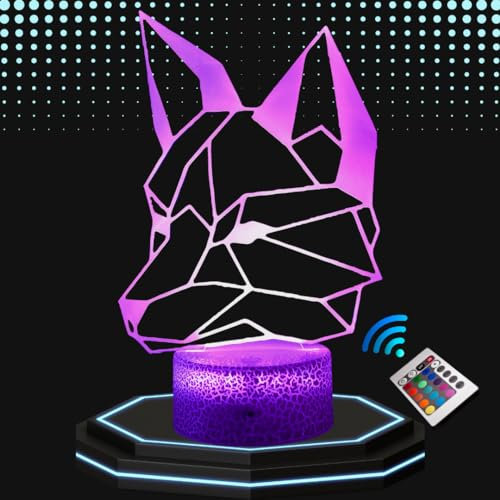 Lampe de Chevet 3D Led animal Renard - Veilleuse Changement de Couleurs - Luminaire Tactile Bureau et Chambre Enfant - Eclairage d’Ambiance - Idée Cadeau Anniversaire et Noël. (renard2)