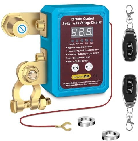 Drahtlose Ferngesteuerter Auto Trennschalter,12V Batterie Trennschalter 240A mit LED-Anzeige, Batterie Kill Switch Anti-Diebstahl Automatische Abschaltung Schalter Auto Trennrelais für Auto, RV, ATV