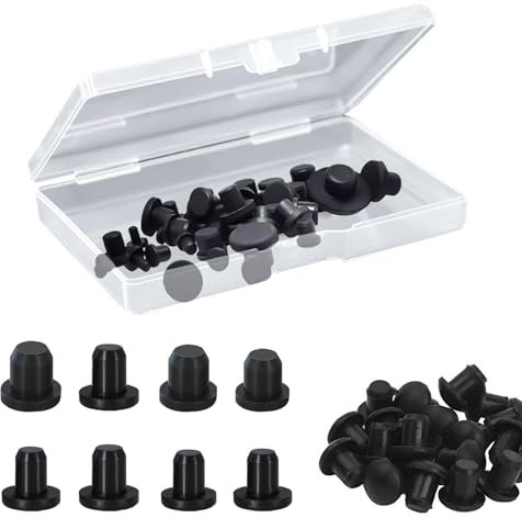 Trsnzul 80 Pièces Bouchons de Trou Cache Trou Bouchon Plastique Rond Cache Vis Capuchon Plastique Cache pour Trou Meuble Bouchons pour Bouteilles et Tubes, Noir,(4/5.5/6/6.5/7.5/8/8.5/9.5mm)