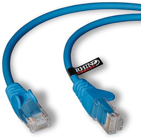 rhinocables CAT 6 High-Speed Gigabit Ethernet Cable - Patch Network Lead for LAN| Snagless UTP With LSZH Jacket | RJ45 Connector - Internet, Router, Modem, Smart TV, PC & More (1m, Blue, Pack of 7)