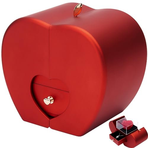 Ewige Rosenbox für Frauen, rote Rose in Fruchtform mit Halskettenbox, tragbare ewige Blumen, Rosen in einer Box für Weihnachts- und Geburtstagsgeschenk, Schmuck, „To My Love-Halskette mit Rosenbox, R