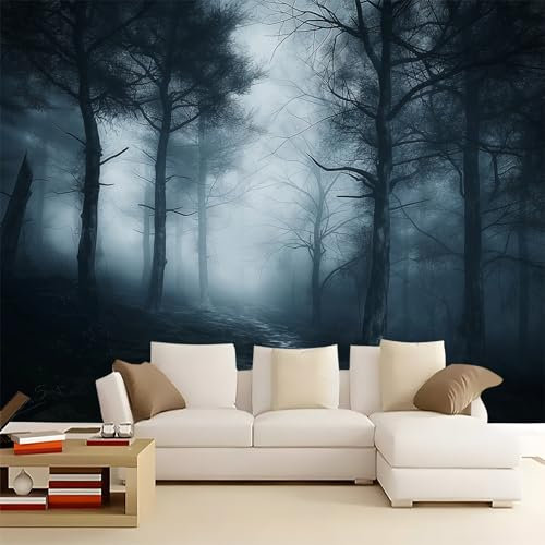 peint intissé Mural Forêt brumeuse sombre Moderne Toison Salon Chambre à Coucher Salle - Muraux Tapisserie Photo 200 x 140 Papier peint photo pour salon Noir