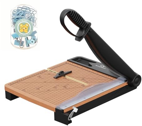 12 Inch Heavy Duty Paper Cutter, Wood Guillotine Paper Cutter & Paper Trimmer, 30 Sheets Capacity Paper Cutting Board for Classroom, Crafting, Cardstock Black