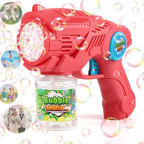 ZWOOS Seifenblasenpistole Elektrische, Seifenblasenmaschine Kinder mit 110ml Seifenblasenlösung, Bubble-Pistole aufladbar, Bubble Gun für Geburtstag/Party/Hochzeit(Rosa)