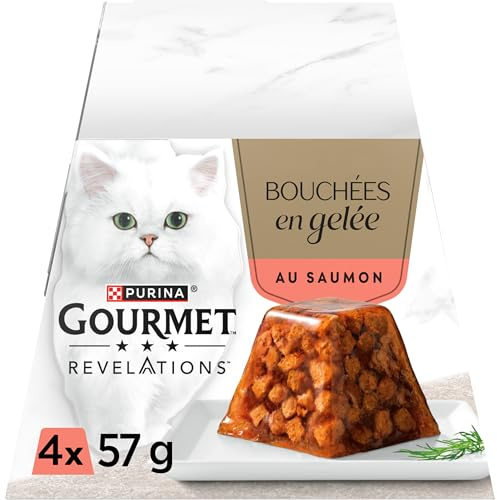 GOURMET Revelations | Katze | Gelee-Mund | Lachs | Mahlzeiten für ausgewachsene Katzen | 6er Pack (4 x 57 g)