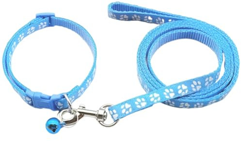 COYUN Welpenhalsbänder mit Leine Set, Hundehalsband und Leine Verstellbares Hundehalsband Weich Nylon Haustier Halsband für Welpen Kleine Mittlere Hunde(Blau)