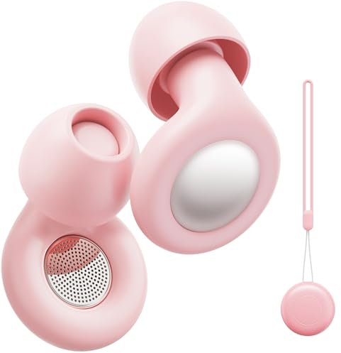Ohrstöpsel zum Schlafen,Weich Ohrenstöpsel, Wiederverwendbare & Waschbar Noise Cancelling Earplugs mit 25dB geräuschreduzierende,Gehörschutz mit 4 Größen(XS,S,M,L) für Schlaf,Fokus,Konzerte-Rosa