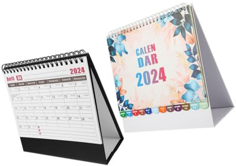Lurrose 2 Stück Tischkalender 2024 Kippen Groß Büro Desktop-kalender 2024 Monatlich Schreibtischkalender Klein Tageskalender Stehen Kalender 2024 Schreibtisch Office-desktop-kalender Eisen