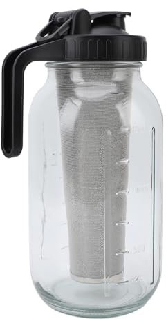 Kalte Brauerei -Kaffeemaschine Pitcher mit Stainl Steel Dick Glass Eced Coffee Maker Pitcher Jar mit Spout Deckel und 1000 Ml Ile, die zu Hause arbeiten. Kaltbraute Kaffee -Kaffee (2000ml)