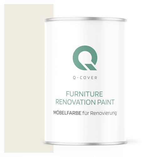 Q-COVER Möbelfarbe Satin | Farbton: Reinweiß RAL 9010 1L | Holzfarbe für Möbel & Innenausbau | Deckend, wasserbasiert, kratzfest | Für Küchen, Schränke, Tische, Gartenmöbel