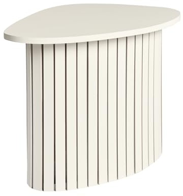OHS Wooden Side Table, Small Sofa Side Tables Madison Ribbed Wood Frame Coffee Table for Living Room Decorative End Tables Nightstand for Small Spaces Bedroom Office, Cream